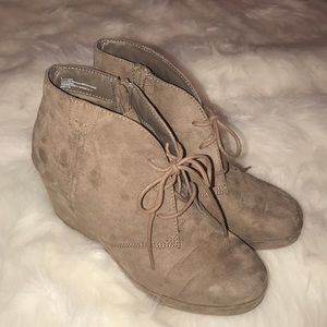 Taupe Wedge Ankle Booties